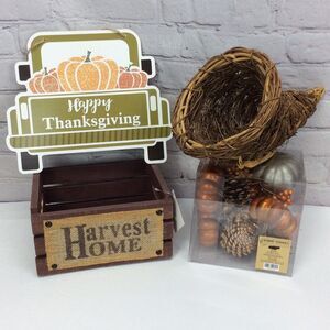 Thanksgiving Fall Harvest Home Decor Pumpkin Filler/Sign/Wood Crate/Cornucopia